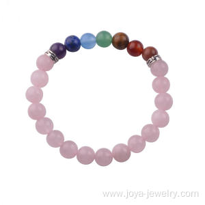 Natural Rose Quartz Beads Bracelet Chakra 8MM Fashion Bangle Jewelry